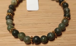 Pulsera Piedra Natural Verde y Dorada
