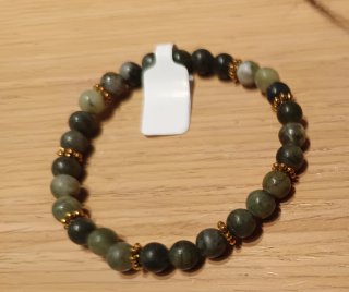 Pulsera Piedra Natural Verde y Dorada