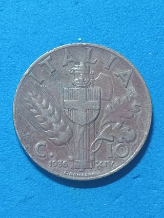 Moneta Regno Italia 10 centesimi 1936 XIV