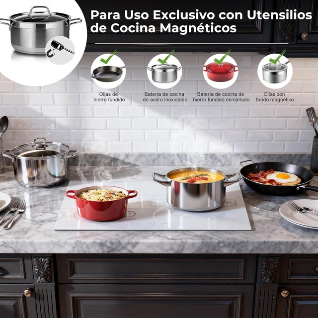 KARINEAR Placa Inducción 3Fuegos 60cm 3500W Blanca
