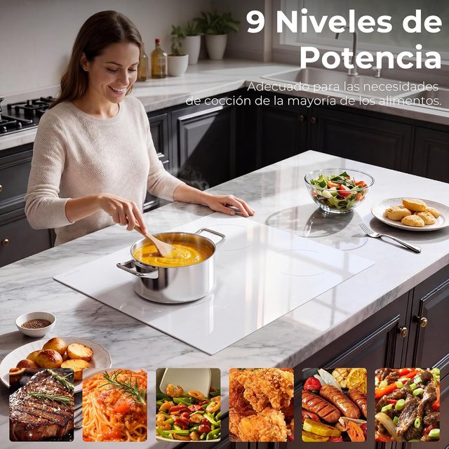 KARINEAR Placa Inducción 3Fuegos 60cm 3500W Blanca