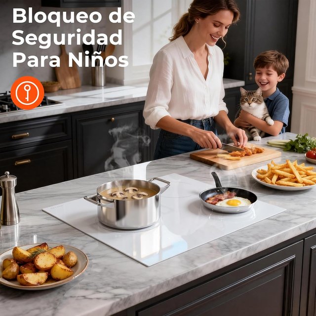 KARINEAR Placa Inducción 3Fuegos 60cm 3500W Blanca