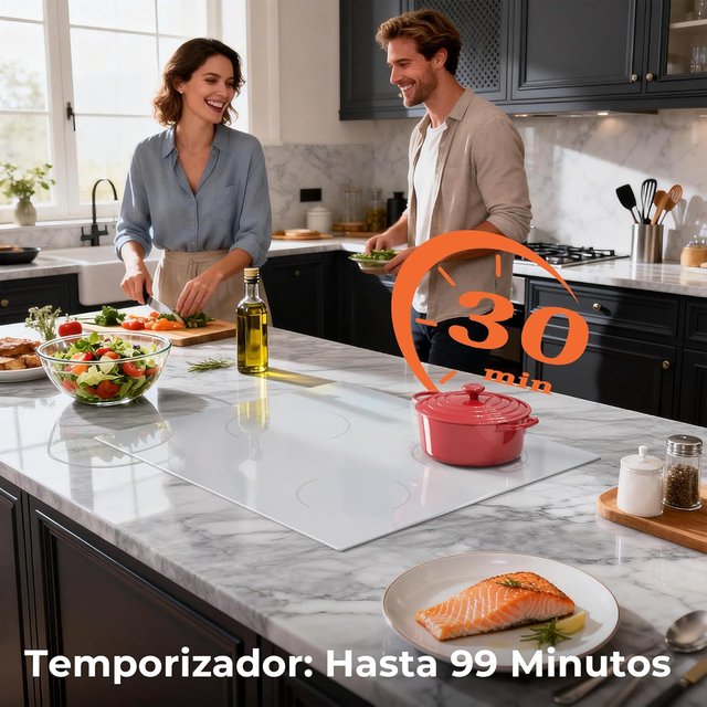 KARINEAR Placa Inducción 3Fuegos 60cm 3500W Blanca