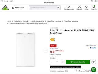Frigorífico bajo encimera VOK 85L