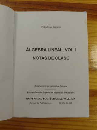 Álgebra lineal. Notas de clase