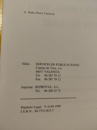 Álgebra lineal. Notas de clase