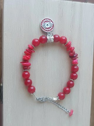 Pulsera artesanal piedras naturales rojas 8mm