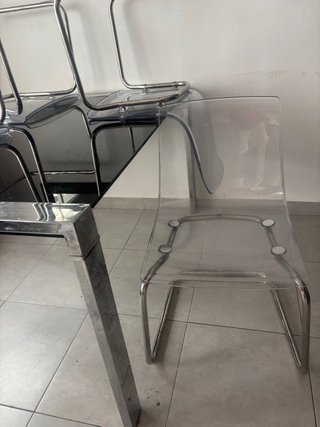 Mesa extensible cristal + 4 sillas