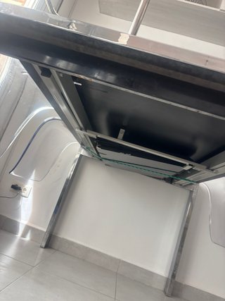 Mesa extensible cristal + 4 sillas