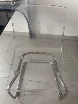 Mesa extensible cristal + 4 sillas