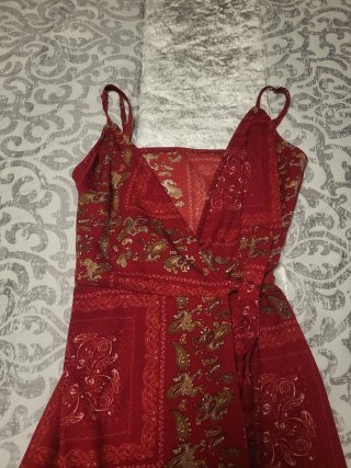 Vestido largo estampado rojo