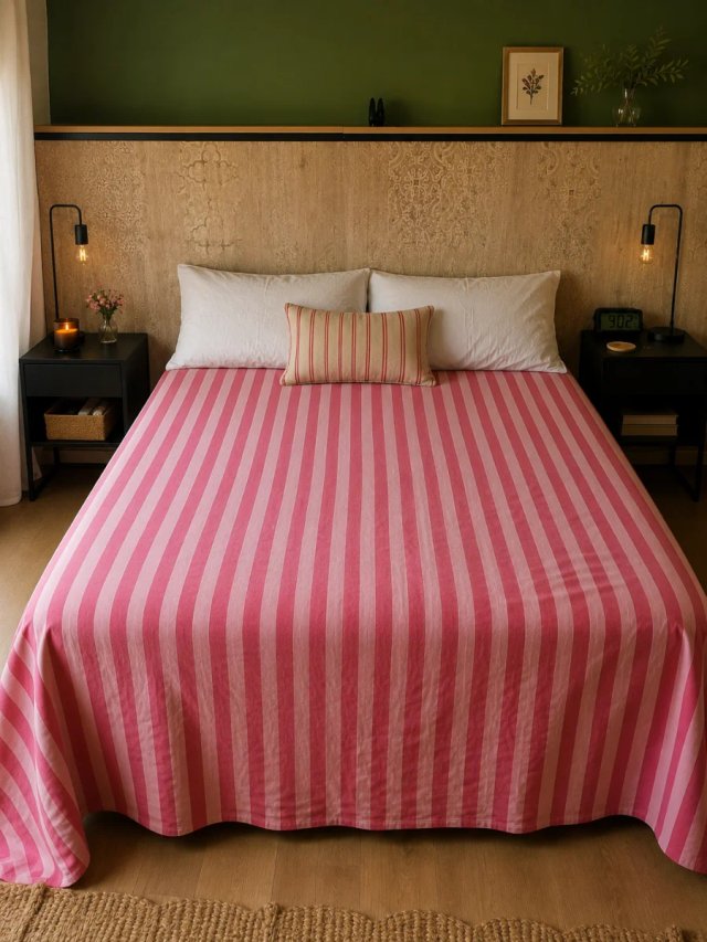 Copripiumino a righe rosa