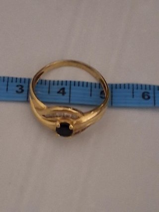 Anillo Oro 18k Zafiro Azul y Circonitas