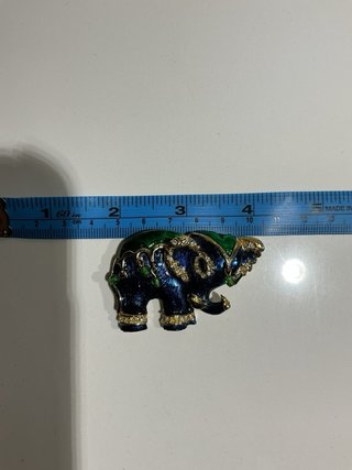 Spilla vintage elefante blu e verde