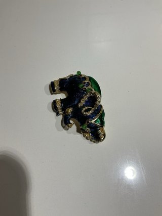 Spilla vintage elefante blu e verde