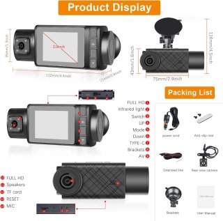 Dash Cam Anteriore e Posteriore Interna