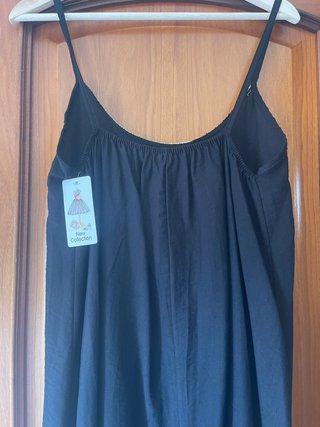 Vestido negro tirantes adornado, talla única