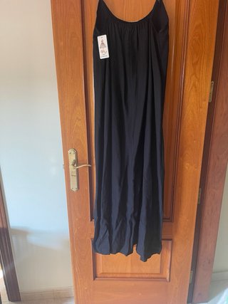 Vestido negro tirantes adornado, talla única