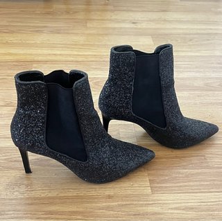 Botines negros purpurina tacón fino