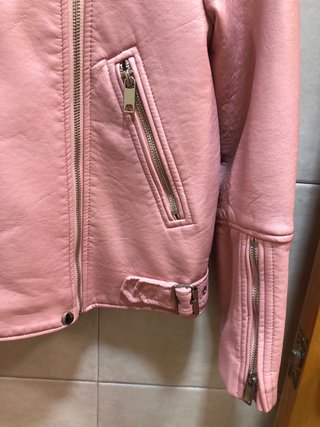 Cazadora polipiel mujer rosa