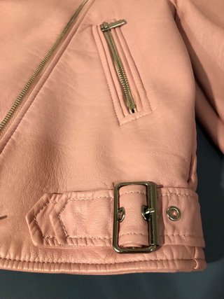 Cazadora polipiel mujer rosa
