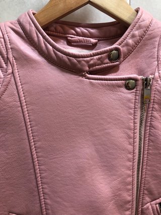 Cazadora polipiel mujer rosa