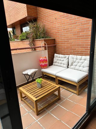 Conjunto Terraza Madera y Tela