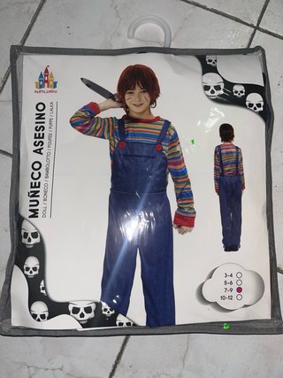 Disfraz Muñeco Asesino Talla 7-9 Uncluye cuchillo