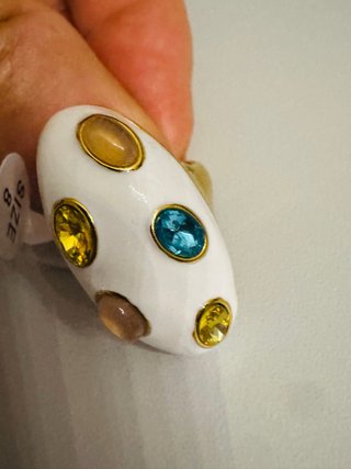 Anello smaltato con pietre colorate misura 19