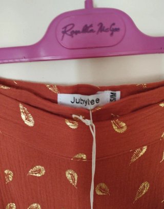 Falda cruzada algodón estampado dorado