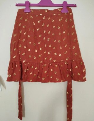 Falda cruzada algodón estampado dorado