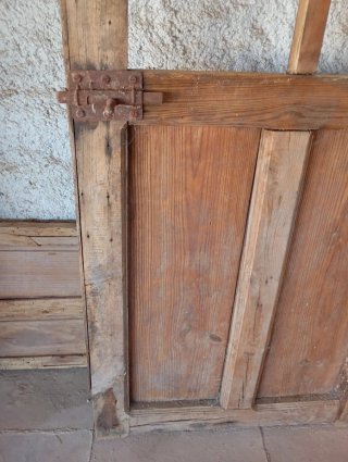 Puerta antigua madera cuarterones cristal 230x67cm