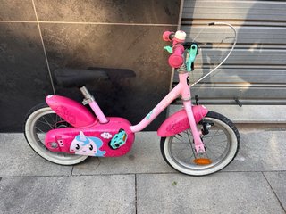 Bicicleta BTWIN rosa con unicornio niñas 3-5 años