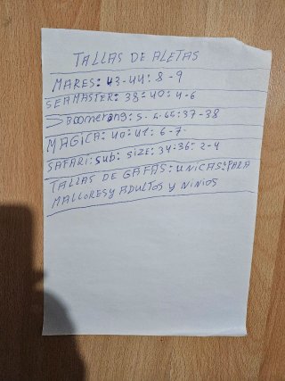 Lote equipo buceo: gafas, tubos, aletas