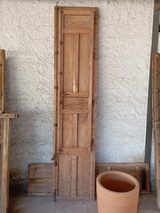 Puerta balcón madera antigua 247x55xcm