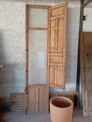 Puerta balcón madera antigua 247x55xcm