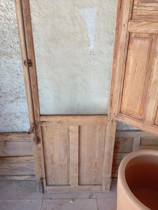 Puerta balcón madera antigua 247x55xcm