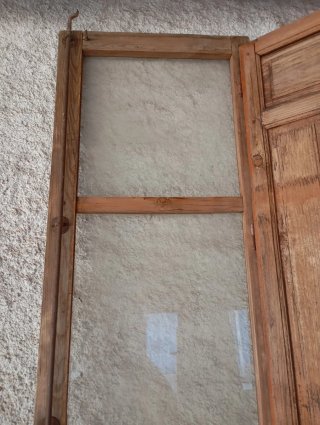Puerta balcón madera antigua 247x55xcm