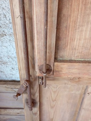 Puerta balcón madera antigua 247x55xcm