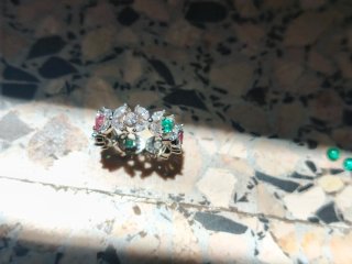 Anillo Plata Esmeralda Berilo Rojo Circón