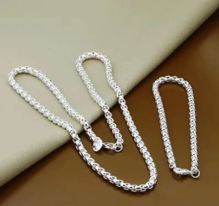 Conjunto Plata Ley 925 Collar y Pulsera