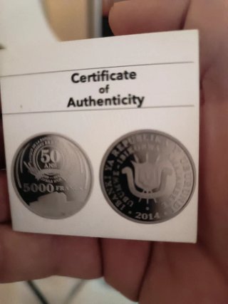 Moneda Plata Burundi 5000 Francos 50 Años