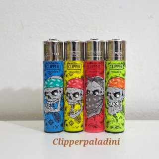 4 Accendini Clipper Skull Bandana