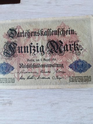 Billete Darlehenskaſſenschein 50 Mark 1914