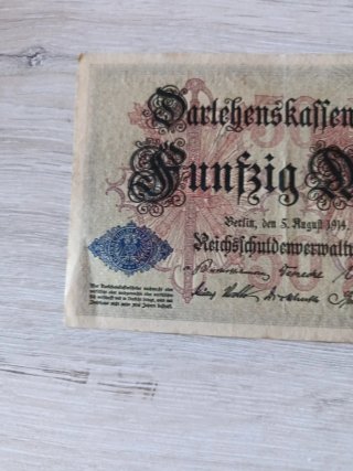 Billete Darlehenskaſſenschein 50 Mark 1914