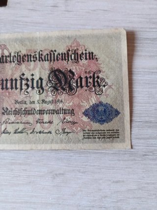 Billete Darlehenskaſſenschein 50 Mark 1914