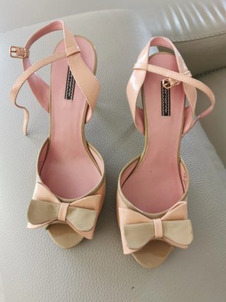 Scarpe Fornarina donna beige/rosa con fiocco