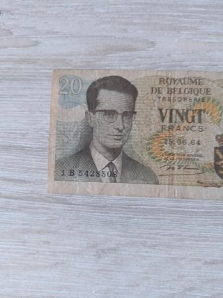 Billete 20 Francos Bélgica 1964