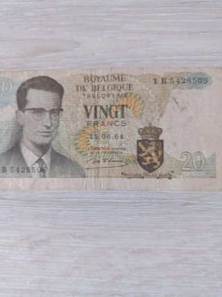 Billete 20 Francos Bélgica 1964