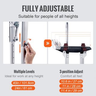 Andamios de Yeso, Andamios de Herramienta de Aluminio Ajustables de 61 cm-102 cm con Rodilleras Protectores, Andamios de Trabajo Duraderos y Antideslizantes para Pintura de Sheetrock, Caminata, Ci...